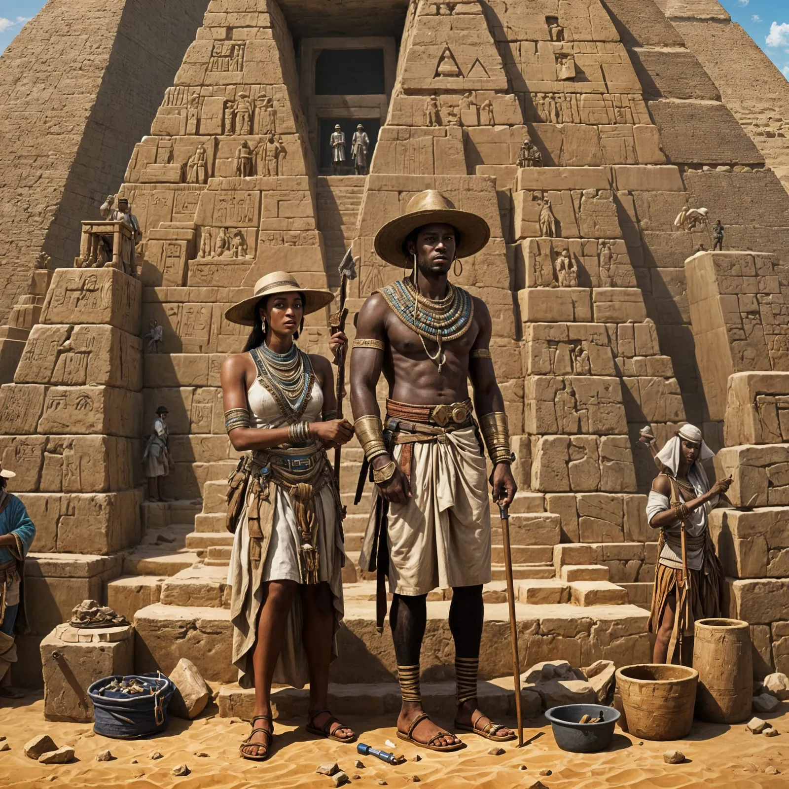 Black traveler exploring the ancient pyramids of Egypt